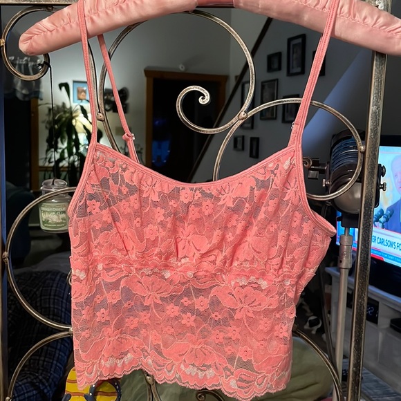 PINK lace cami (pink & white) Medium - Picture 1 of 6